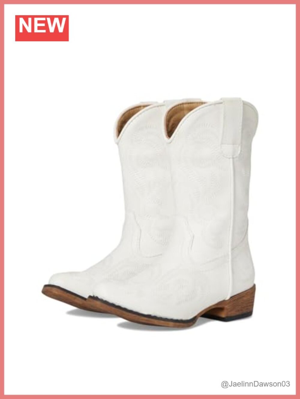 Roper White Western Boots Pointed Toe Toddler Little Kid 9in Shaft